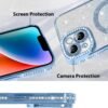 Innovatemee Compatible with iPhone 14 Case Plating Magnetic [Support for Magsafe] Bling Glitter Sparkly Back Diamond Camera Lens Cover Crystal Matte Luxury Case for Girls Women -Blue