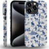 case Compatible with iPhone 13, Dark Blue Steed and Cactus Mix Two Layers of Protective Hard Shell Clear Design and dust-Proof. Suitable for iPhone 13