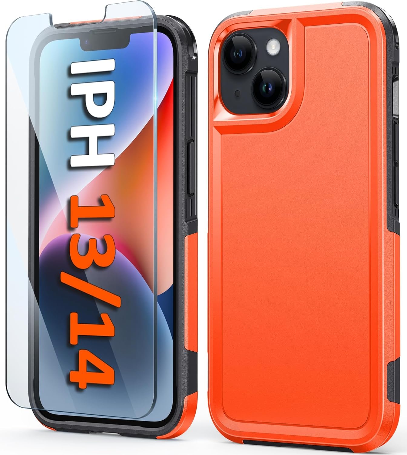 for iPhone 13 Case Protective Cover: iPhone 14 case Heavy Duty Military Grade Hard Protection Shock Proof Grip | Durable Dual-Layer Design iPhone 13-14 Phone Case with Built-in Kickstand Blue
