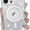 for iPhone 14 Pro Max Case, Sparkly Glitter Bling Back, Magnetic Support for Shockproof Case, Crystal and Clear High-Duty Protection for iPhone 14 Pro Max Case -Glitter Crystal