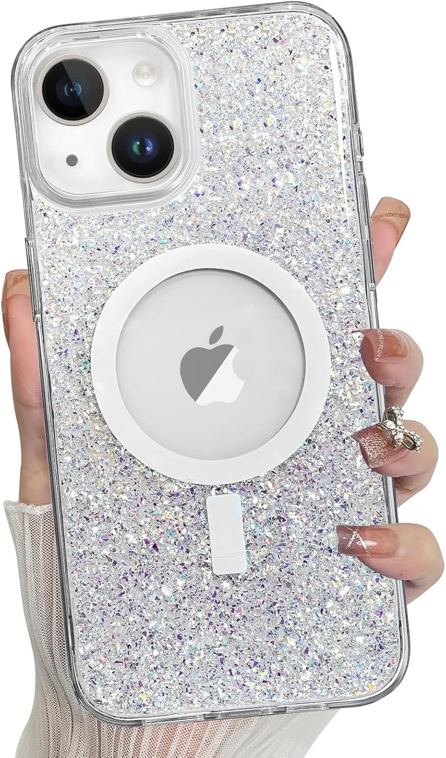 for iPhone 14 Pro Max Case, Sparkly Glitter Bling Back, Magnetic Support for Shockproof Case, Crystal and Clear High-Duty Protection for iPhone 14 Pro Max Case -Glitter Crystal