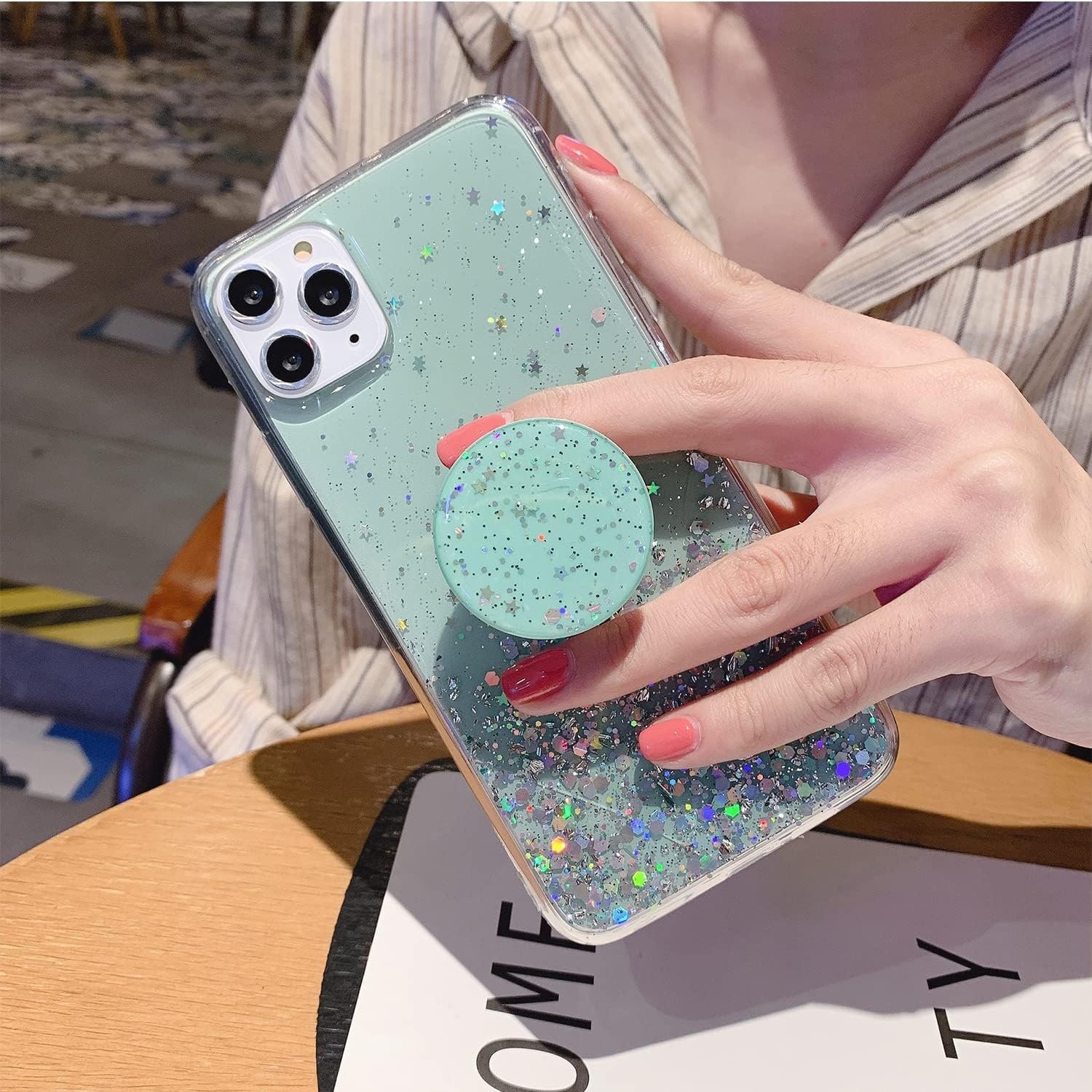 for iPhone 15 Pro Max Case Glitter Women Girls with Ring Kickstand Sparkle Bling Cute Cases Slim Soft Phone Protective Shell Phone Cover for iPhone 15 Pro Max Case 6.7 inch (Silver)