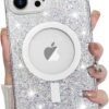 for iPhone 14 Pro Max Case, Sparkly Glitter Bling Back, Magnetic Support for Shockproof Case, Crystal and Clear High-Duty Protection for iPhone 14 Pro Max Case -Glitter Crystal