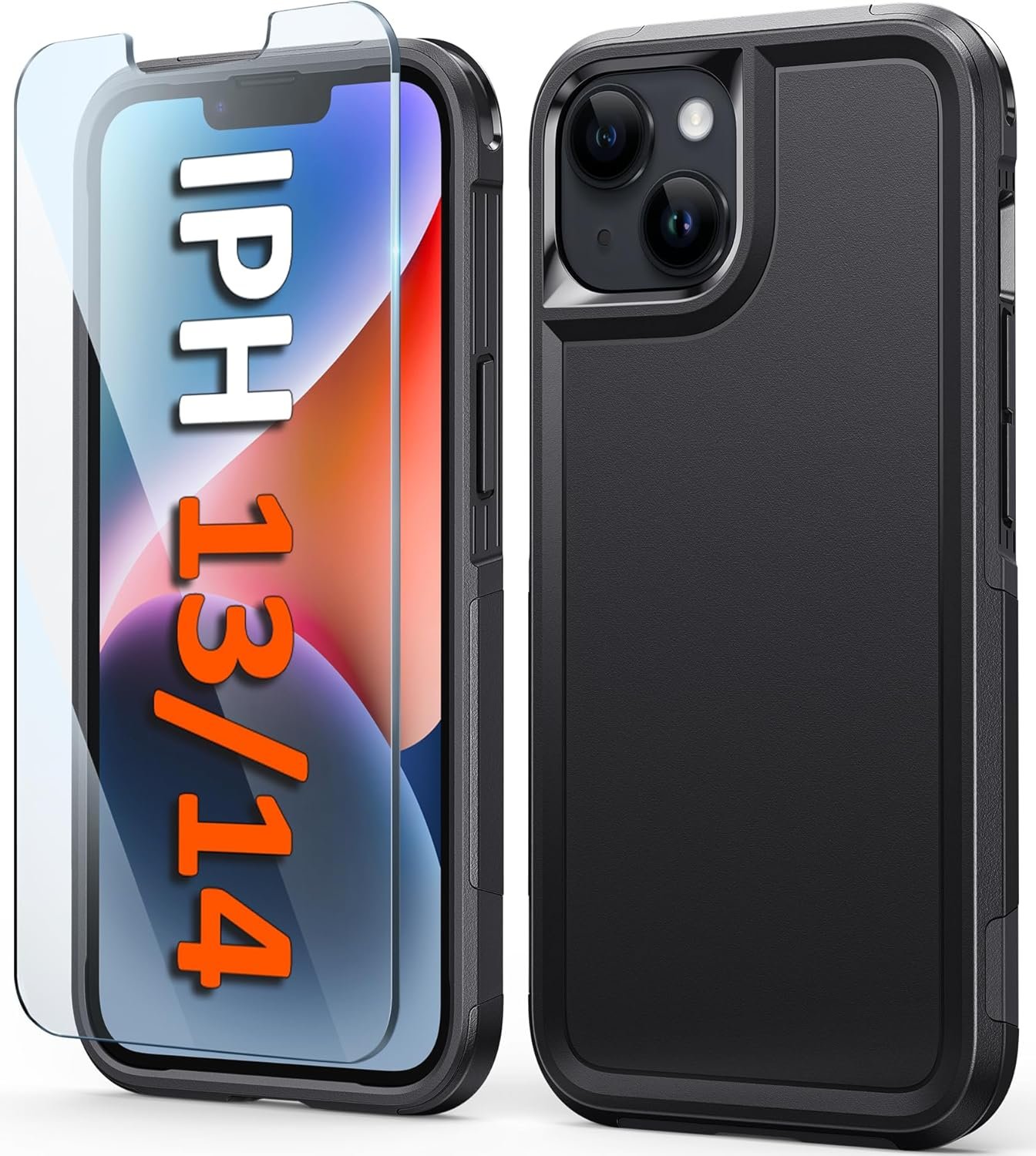 for iPhone 13 Case Protective Cover: iPhone 14 case Heavy Duty Military Grade Hard Protection Shock Proof Grip | Durable Dual-Layer Design iPhone 13-14 Phone Case with Built-in Kickstand Blue