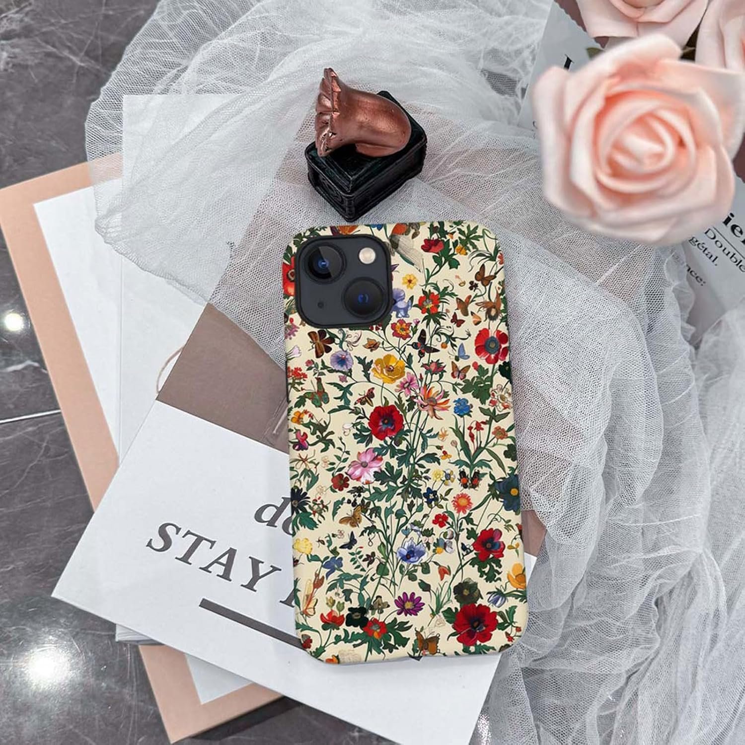 Case Compatible with iphone 14 Plus,Printed Flowers and Garden Themes Cases,Matte Mixed double-layer hard shell+Soft Silicone TPU Shock Protective Case for iphone 14 Plus