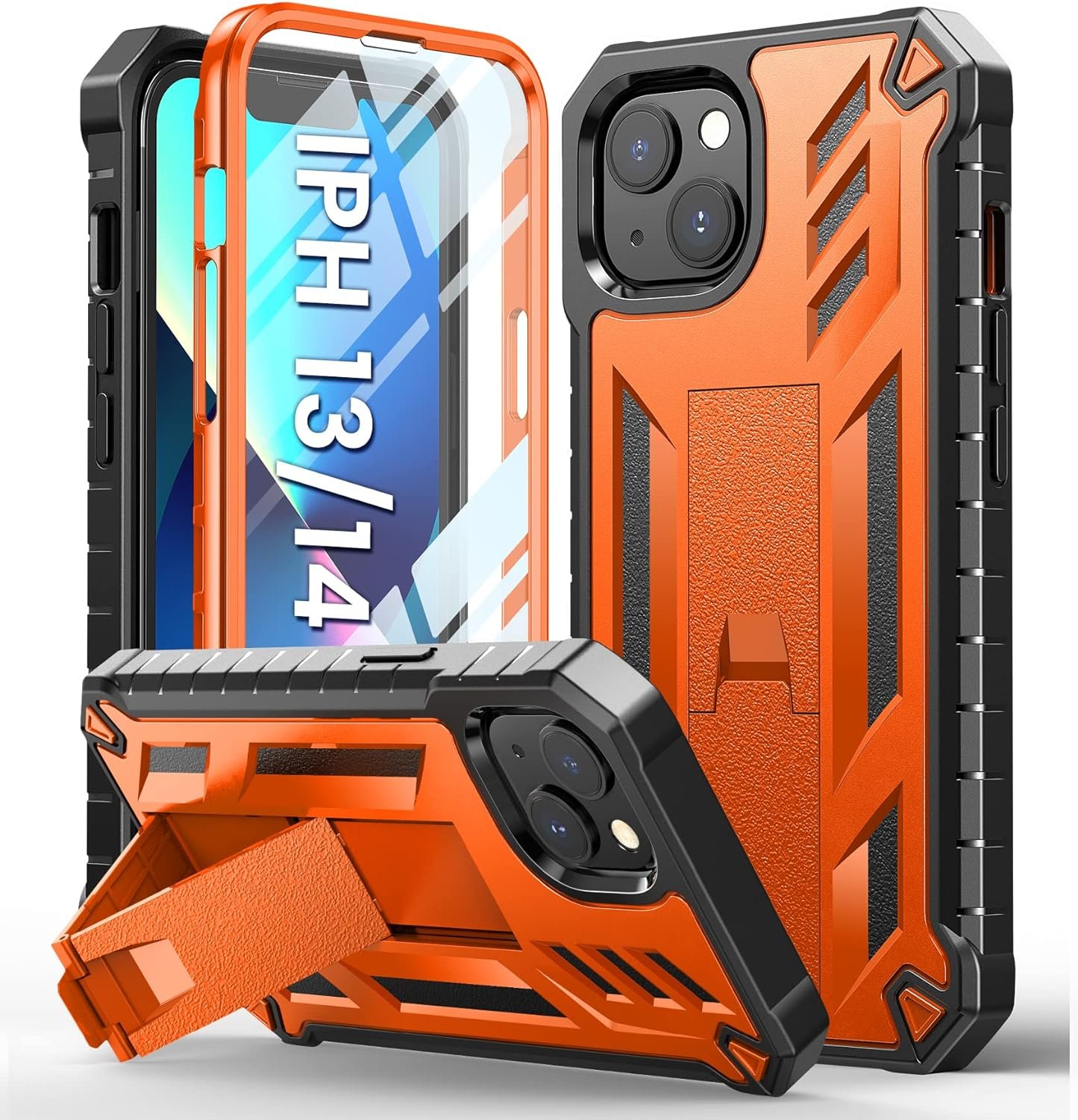 for iPhone 13 Case Protective Cover: iPhone 14 case Heavy Duty Military Grade Hard Protection Shock Proof Grip | Durable Dual-Layer Design iPhone 13-14 Phone Case with Built-in Kickstand Blue