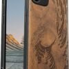 Magnetic Wood Case for iPhone 12 Case [Natural Wood & Soft TPU] Shockproof Protective Cover Unique & Classy Wooden Case Compatible with MagSafe (The Great Wave Off Kanagawa-Blackwood)