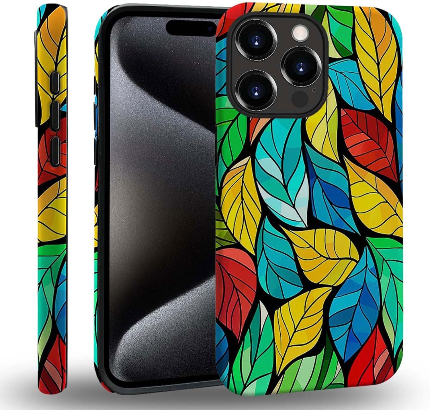 case Compatible with iPhone 13, Dark Blue Steed and Cactus Mix Two Layers of Protective Hard Shell Clear Design and dust-Proof. Suitable for iPhone 13