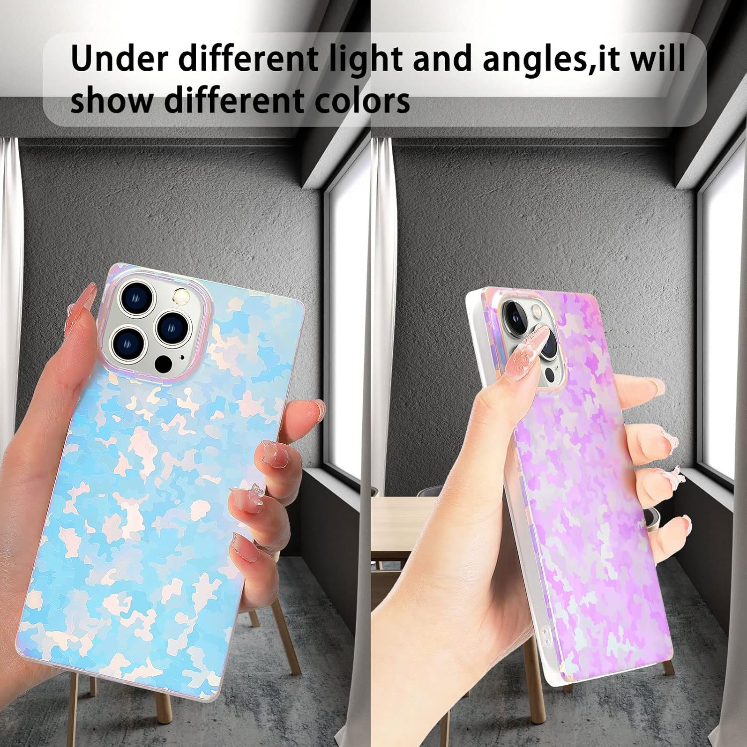 81cpOleiTbL._AC_SL1500 Square Phone Case for iPhone 13 Pro Max,Bling Glitter Colorful Slim Soft TPU Silicone Mobile Case for Women Girls Men Boys Cute Shockproof iPhone Protective Case 6.7 inch (Shell)