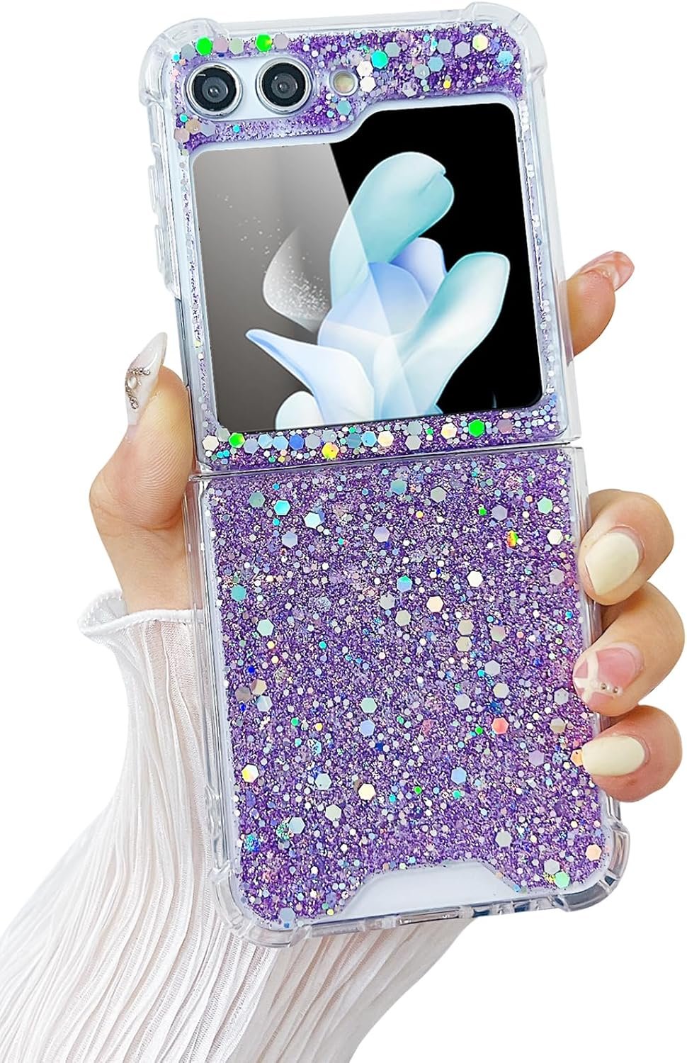 Compatible with Galaxy Flip 6 Case Women Girls Flexible TPU Sequin Sparkle Glitter Shockproof Protective Phone Cover for Galaxy Z Flip 6 (Shell Colorful)