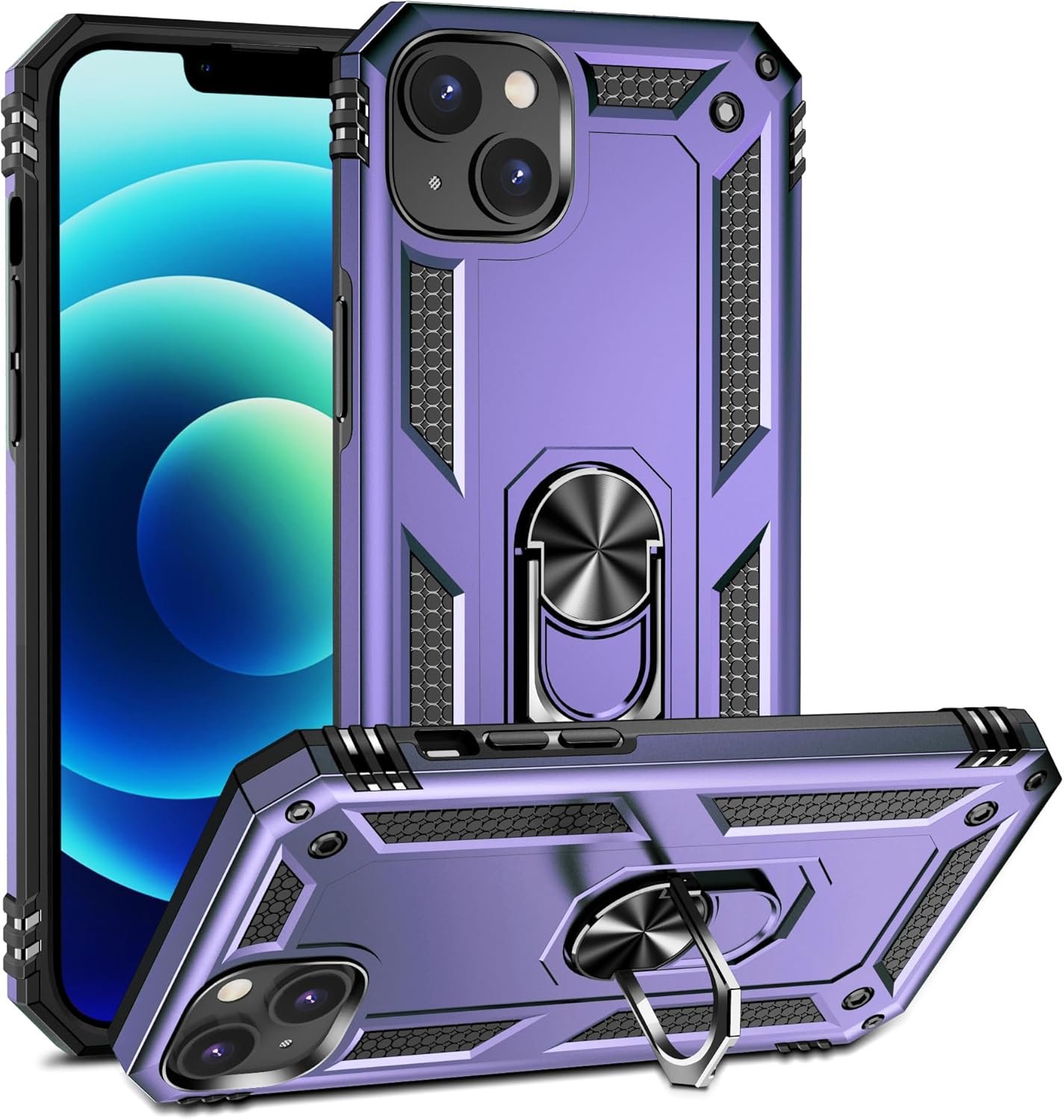 Innovatemee for iPhone 15 Case, Full Body Heavy Duty Rugged Shockproof Protective Phone Cover with Kickstand Military Grade Protection Shell for iPhone 15 Silver