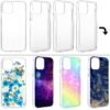4 Pieces Transparent DIY Phone Case DIY Epoxy Resin Mobile Phone Case Anti-Slip Clear Phone Case Including 2 Hard Shells and 2 Soft Shells Compatible with iPhone 12/12 Pro 6.1 inch