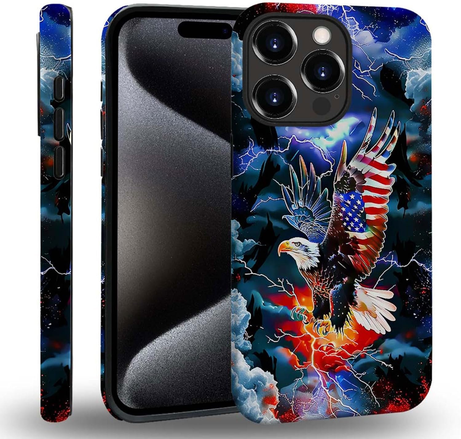 case Compatible with iPhone 13, Dark Blue Steed and Cactus Mix Two Layers of Protective Hard Shell Clear Design and dust-Proof. Suitable for iPhone 13