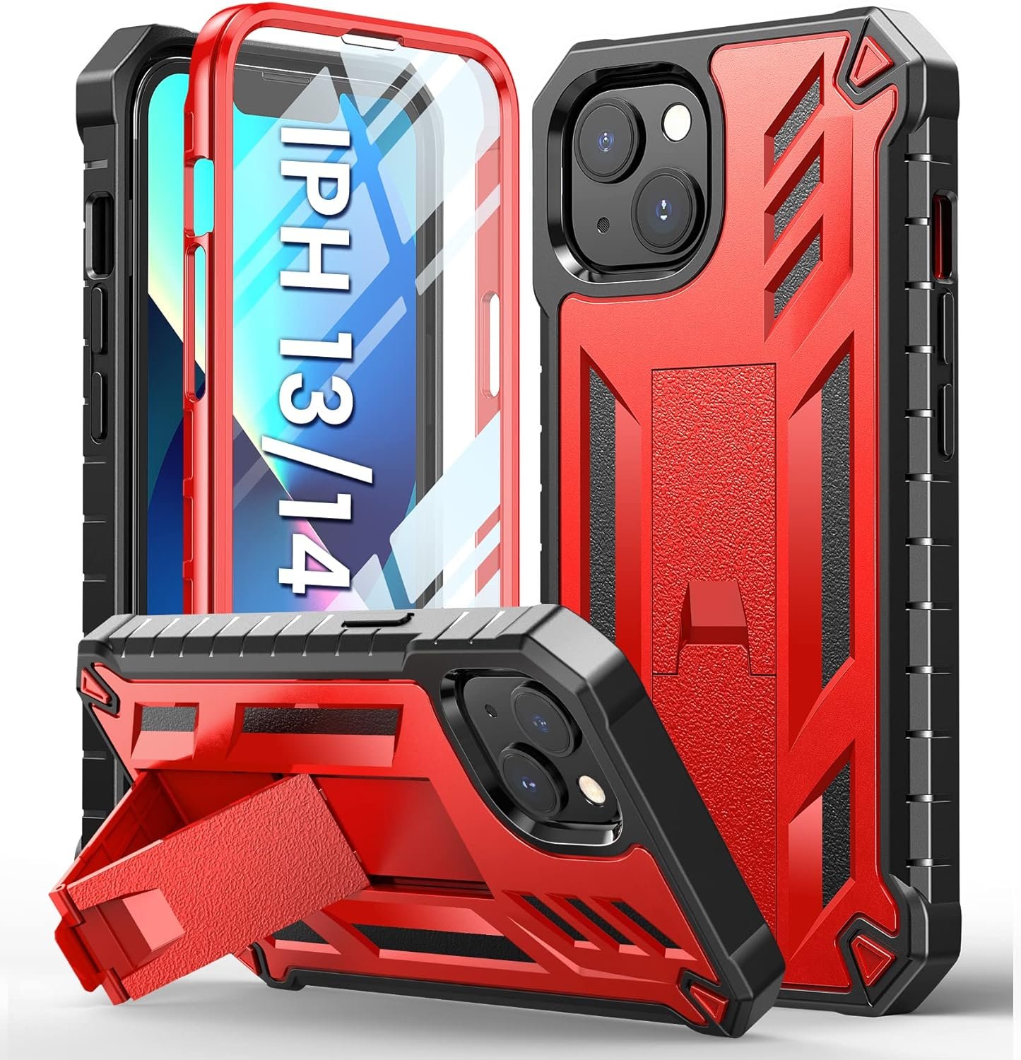 for iPhone 13 Case Protective Cover: iPhone 14 case Heavy Duty Military Grade Hard Protection Shock Proof Grip | Durable Dual-Layer Design iPhone 13-14 Phone Case with Built-in Kickstand Blue