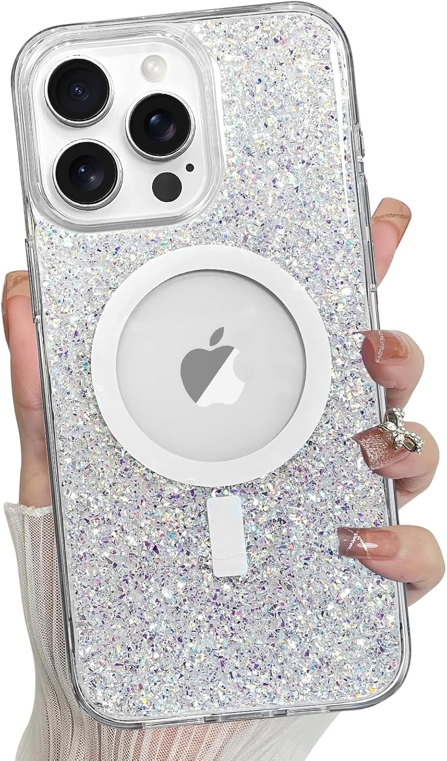 for iPhone 14 Pro Max Case, Sparkly Glitter Bling Back, Magnetic Support for Shockproof Case, Crystal and Clear High-Duty Protection for iPhone 14 Pro Max Case -Glitter Crystal