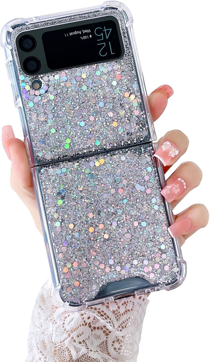 Compatible with Galaxy Flip 6 Case Women Girls Flexible TPU Sequin Sparkle Glitter Shockproof Protective Phone Cover for Galaxy Z Flip 6 (Shell Colorful)