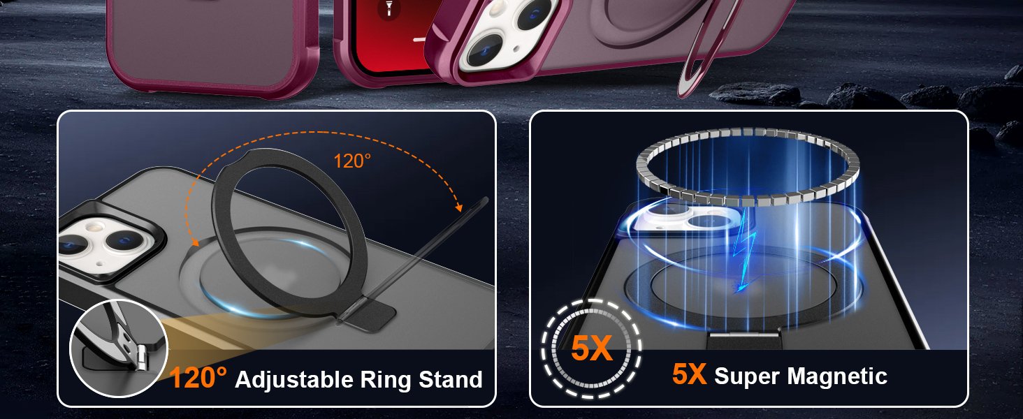 iPhone case with stand magsafe ring magnetic